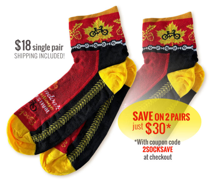 Save on 2 pairs of Fall Foliage Biking Socks